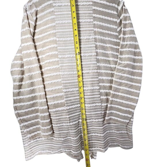 NWT Chicos Striped Cardigan Jacket Beige Sand Sz 3 XL 16 Open Front Textured - Picture 8 of 14
